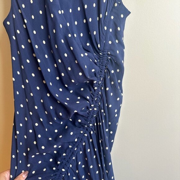 Baum Und Pferdgarten Midi Dress Sz 36 Navy Blue Polka Dot Sleeveless Silk Blend - Picture 8 of 16